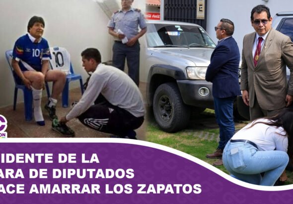 Presidente de la Cámara de Diputados se hace amarrar los zapatos al estilo Evo