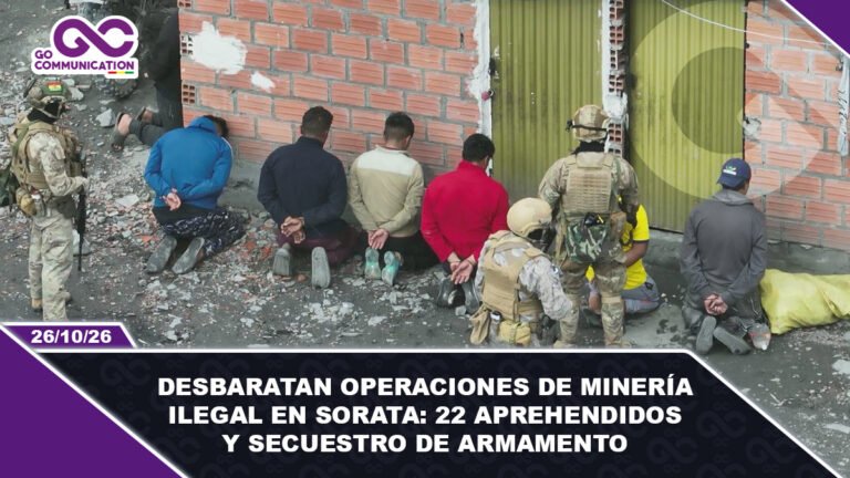 Desbaratan operaciones de minería ilegal en Sorata 22 aprehendidos y secuestro de armamento