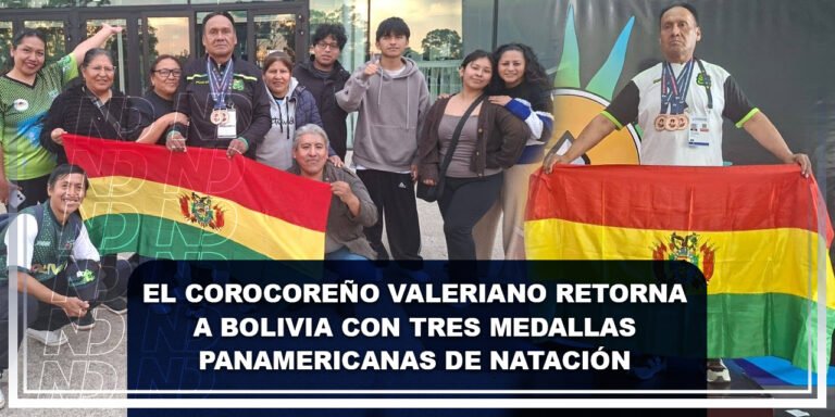 El corocoreño Valeriano retorna a Bolivia con tres medallas panamericanas de natación