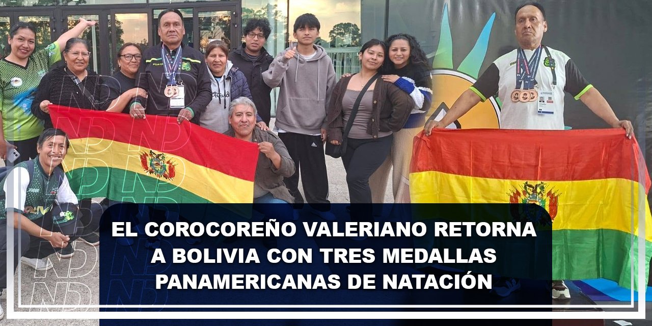 El corocoreño Valeriano retorna a Bolivia con tres medallas panamericanas de natación