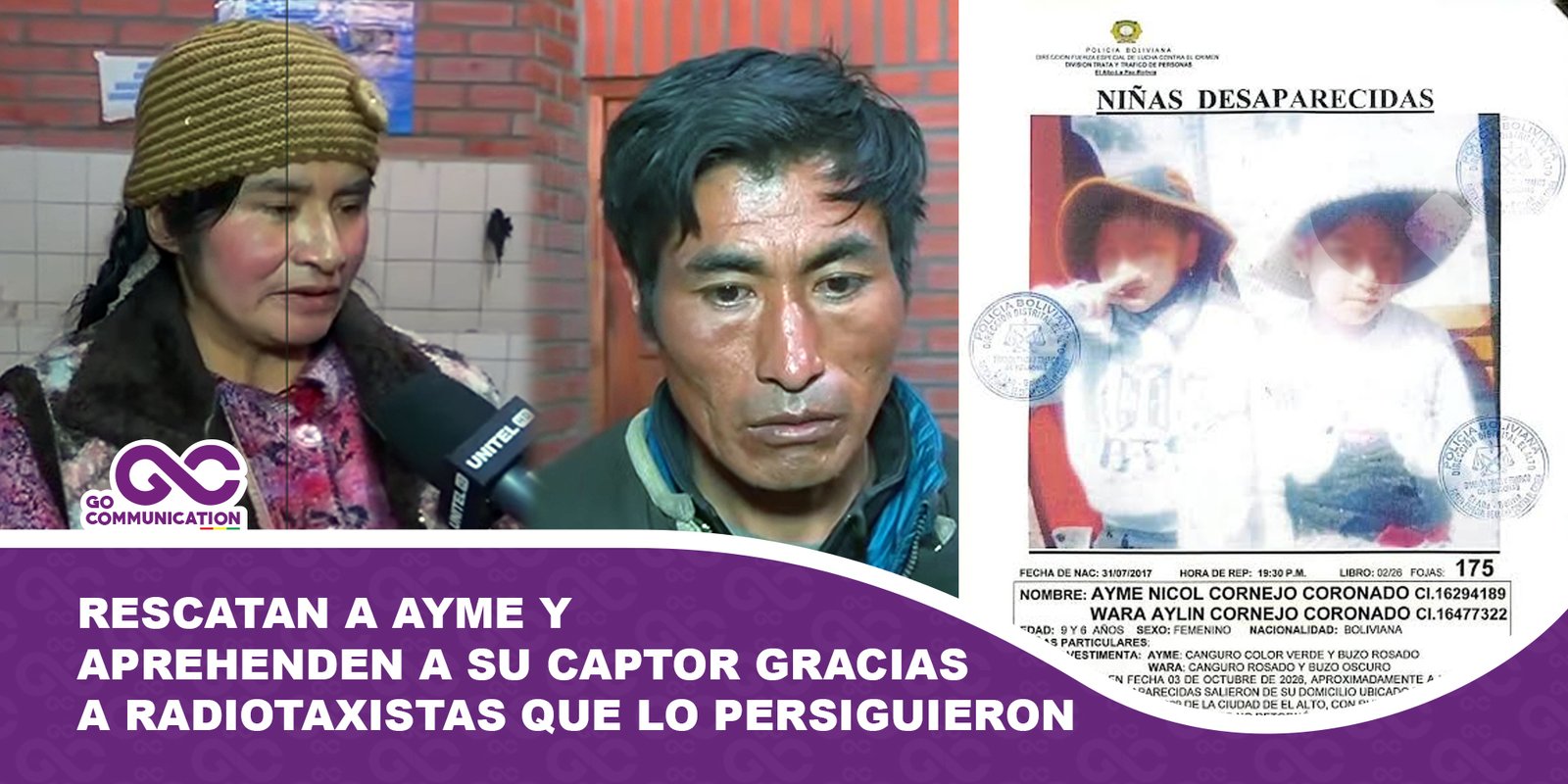 Rescatan a Ayme y aprehenden a su captor gracias a radiotaxistas que lo persiguieron