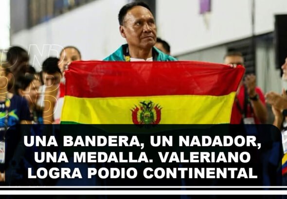 Una bandera, un nadador, una medalla. Valeriano logra podio continental